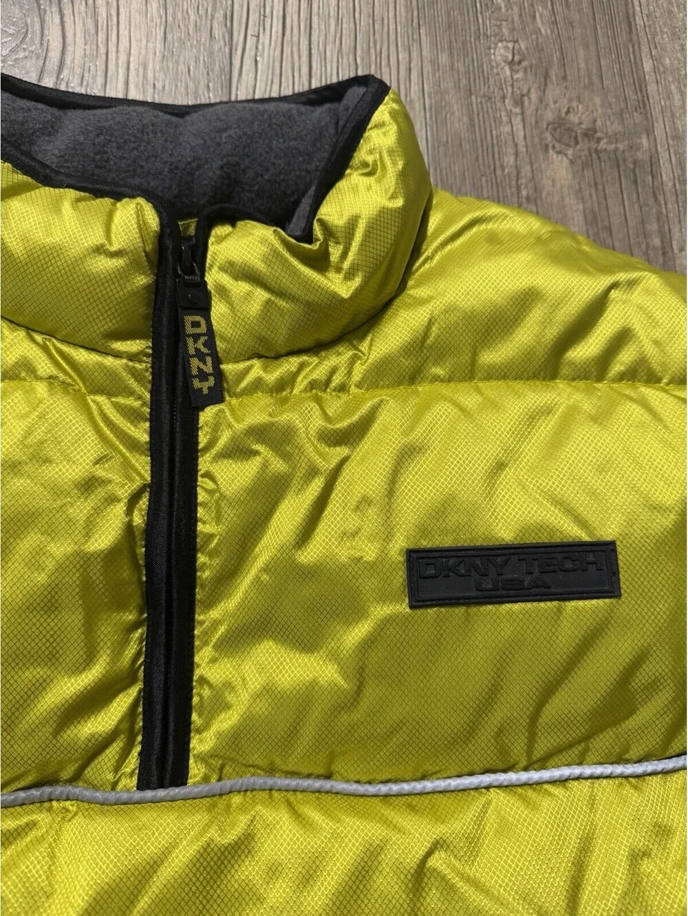 Vintage DKNY Pullover Down Puffer Vest Mens XL Neon Green 90s